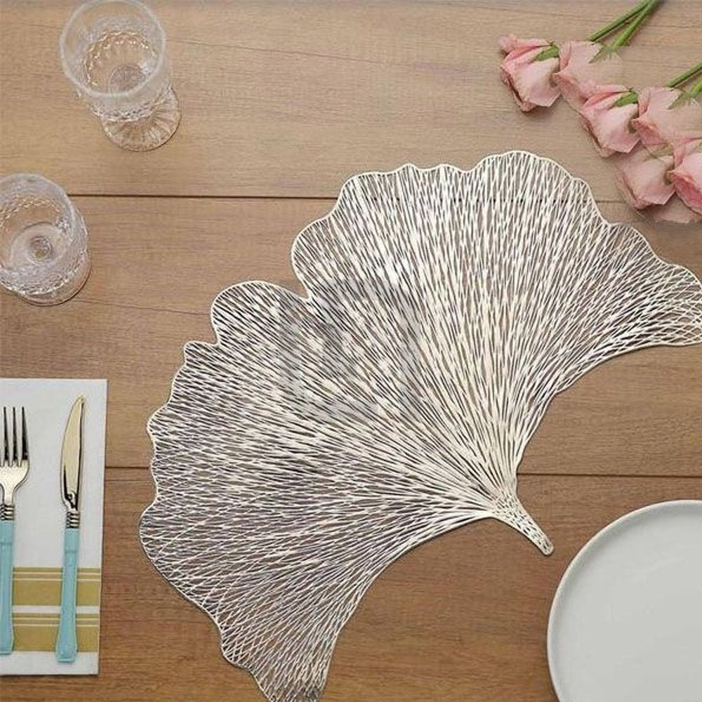 Coaster Set Non-Slip PVC Golden Fan Placemats