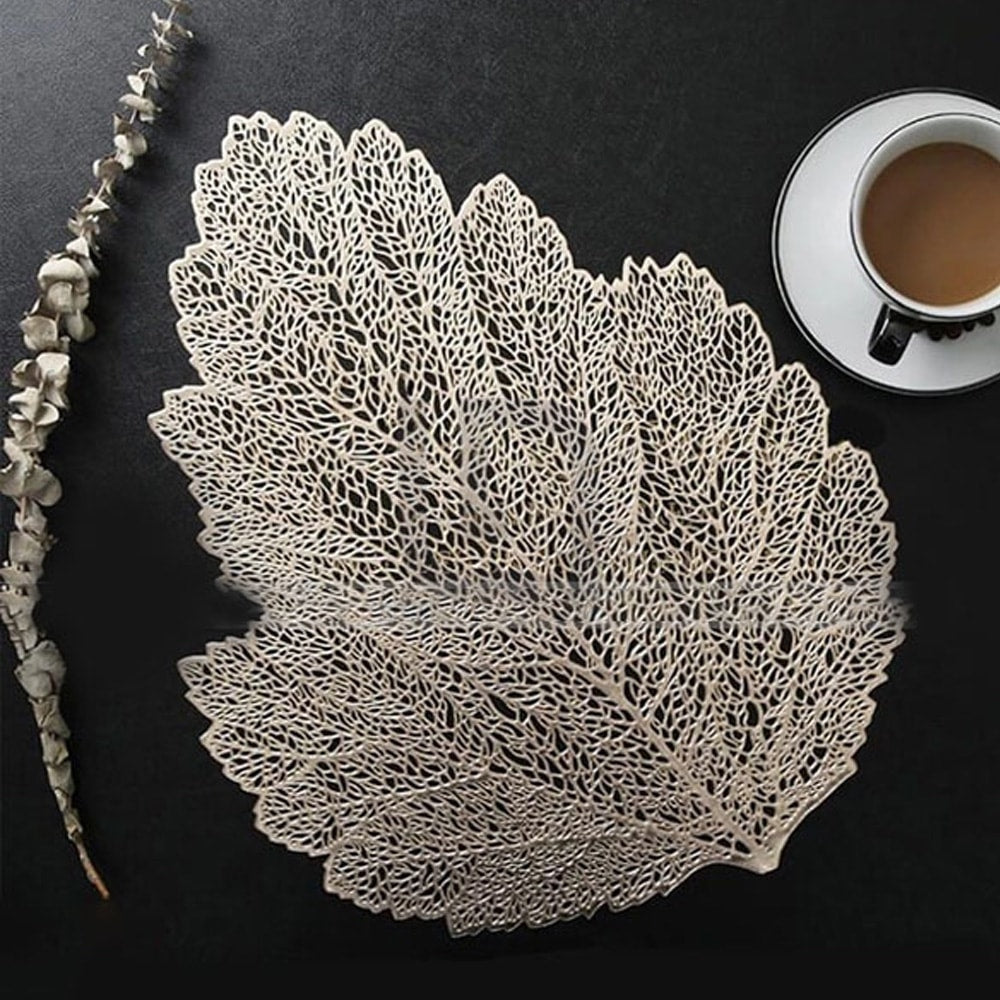 Coaster Table Mat Set Non-Slip PVC Leaf Placemats