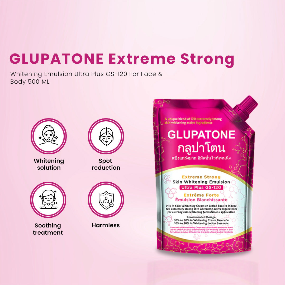 GLUPATONE Extreme Strong Whitening Emulsion Ultra Plus GS-120 For Face & Body 500ml