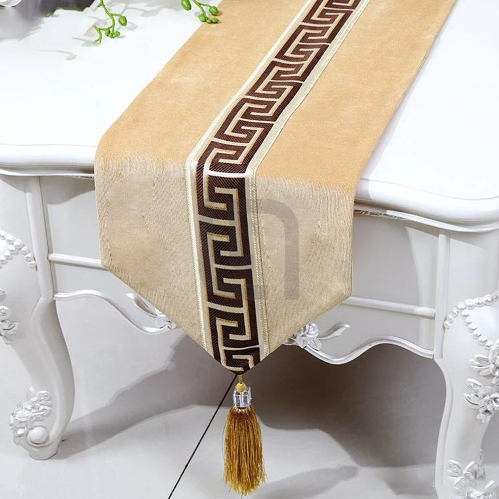Versace Velvet Table Runner Set – Beige