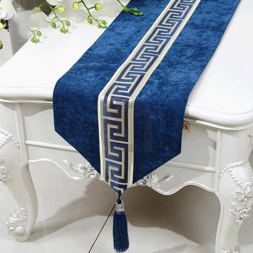 Versace Velvet Table Runner Set – Blue