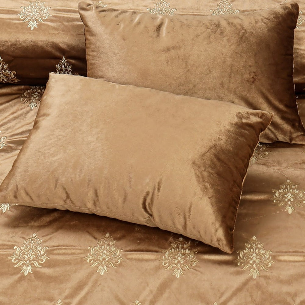 Bridal Velvet Bed Sheet Comforter Set – Mustard