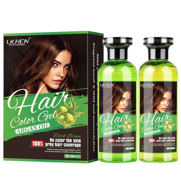 Lichen Hair Color Gel with Argan Oil Dark Brown 258 x 2 = 516ml ()