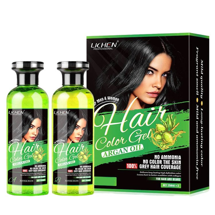 Lichen Hair Color Gel with Argan Oil Natural Black 258 x 2 = 516ml ()