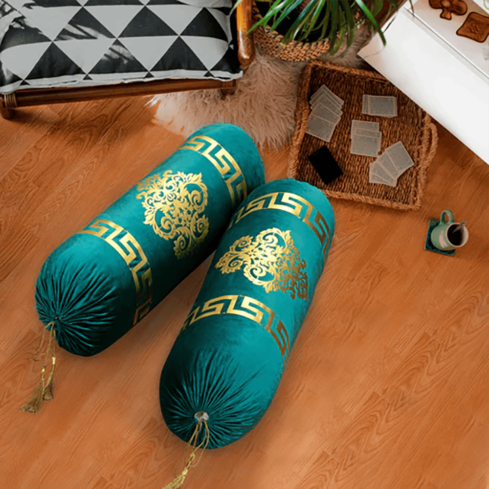 Velvet Round Pillow Cover - Sea Green