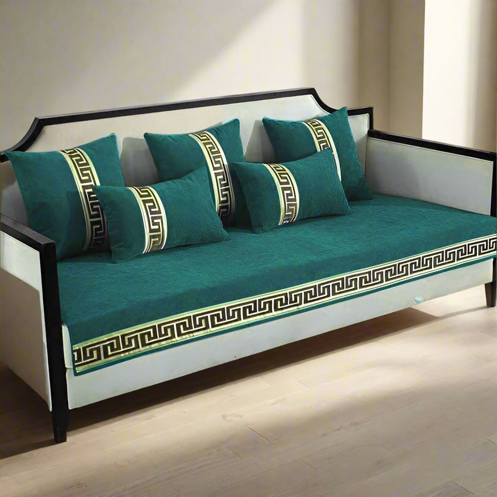 Versace Sofa Cover - Anti Slip - Teal
