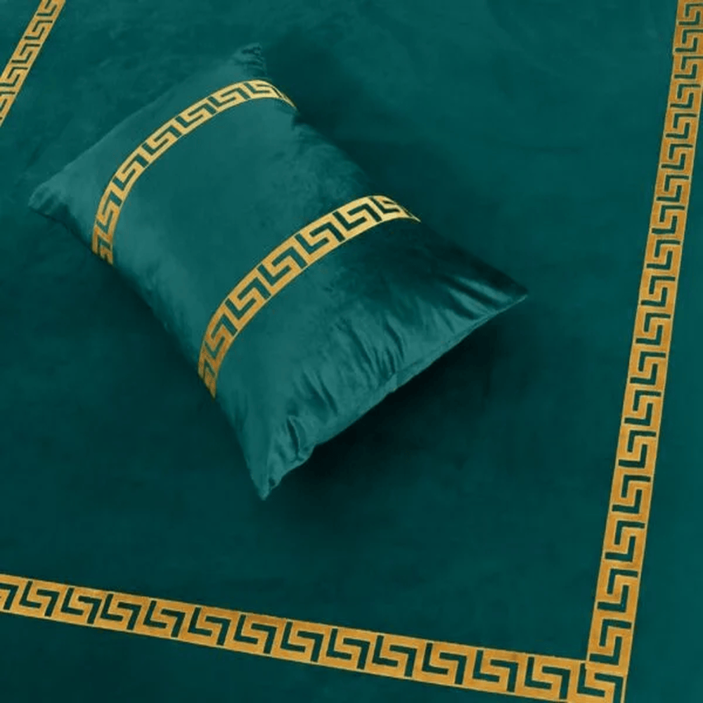 Versace Velvet Bridal Bed Sheet Set – Zinc - King Size