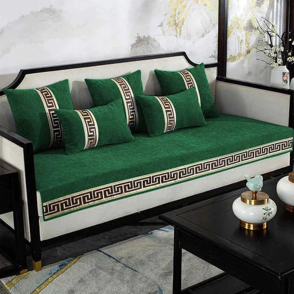Versace Sofa Cover - Anti Slip - Green