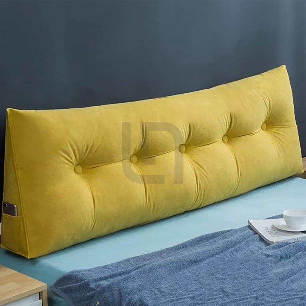Neck Support Velvet Pillow - Yellow