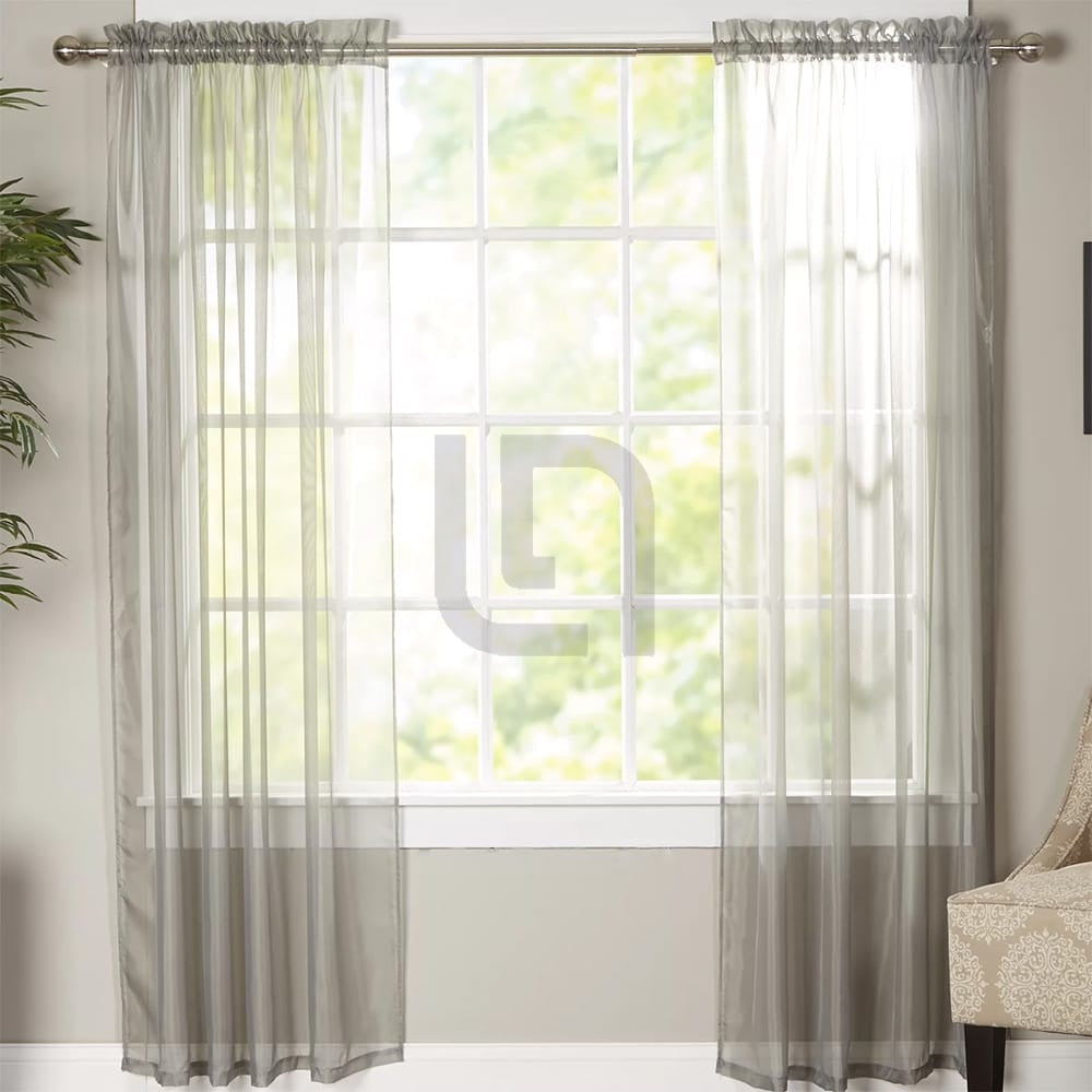 Net Curtains Polyester Sheer Panel - Grey