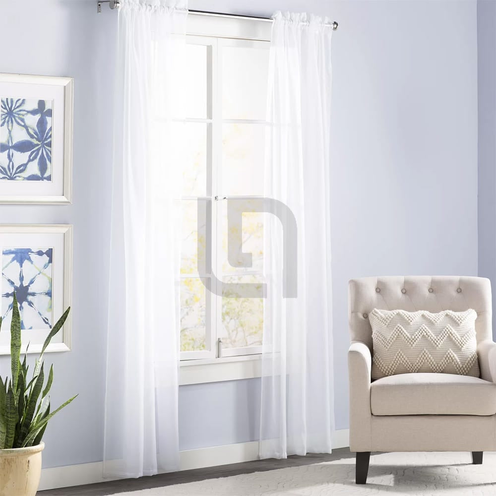 Net Curtains Polyester Sheer Panel - White