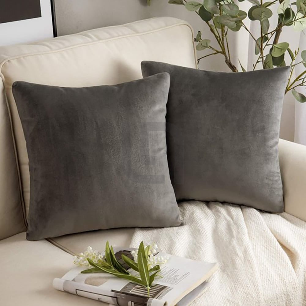 Velvet Cushion Covers - Charcoal