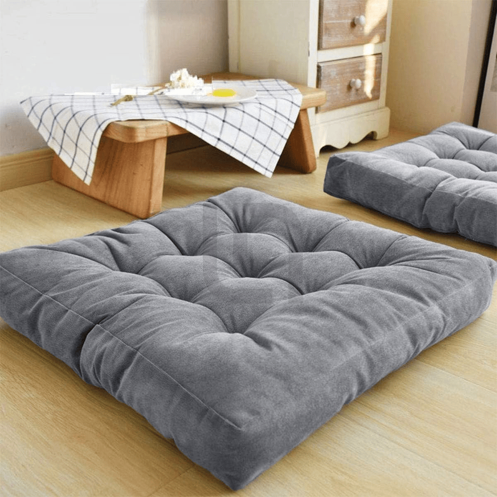 Square Shape Velvet Floor Cushions – Grey