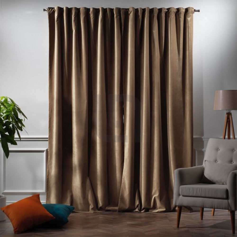 Velvet Curtains For Bedroom & Living Room - Antique Brass