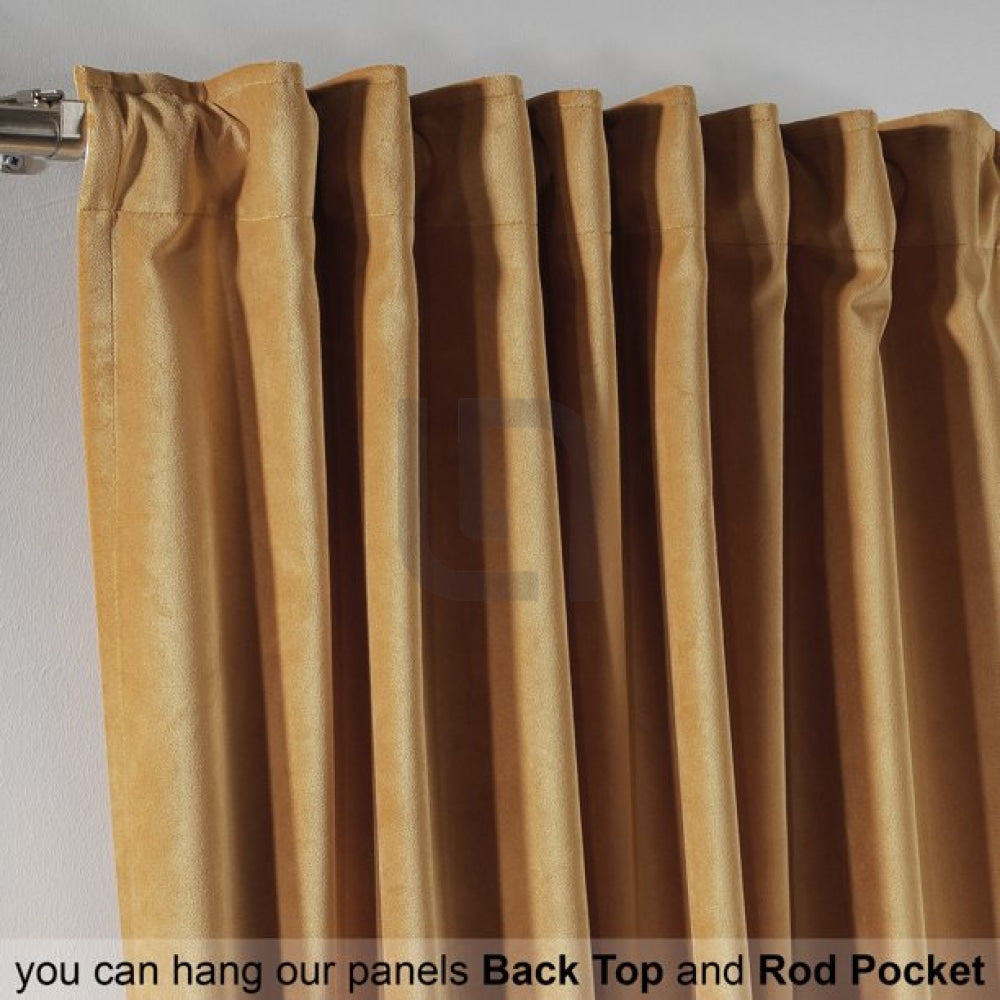 Velvet Curtains For Bedroom & Living Room - Apricot Gold
