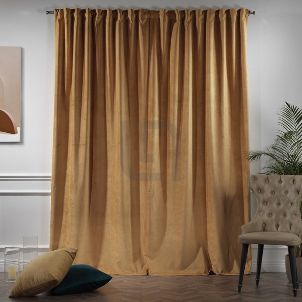 Velvet Curtains For Bedroom & Living Room - Apricot Gold