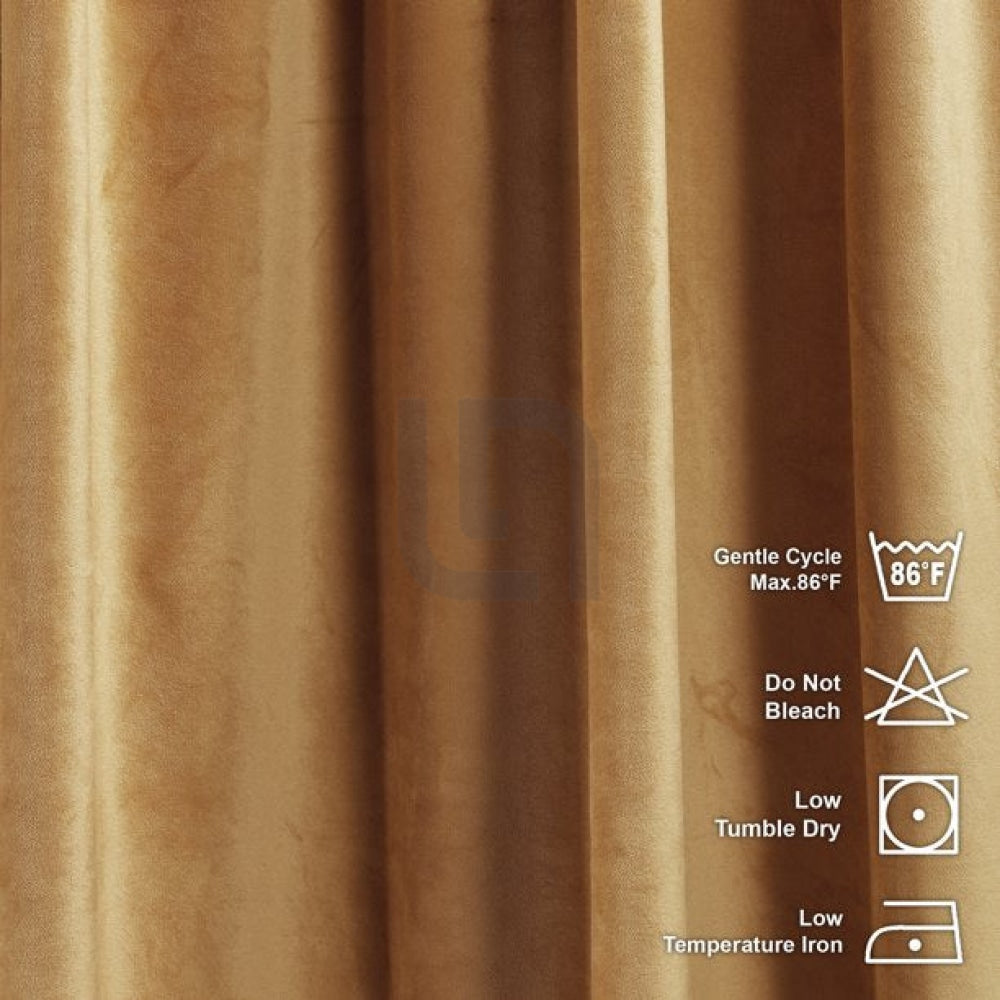 Velvet Curtains For Bedroom & Living Room - Apricot Gold
