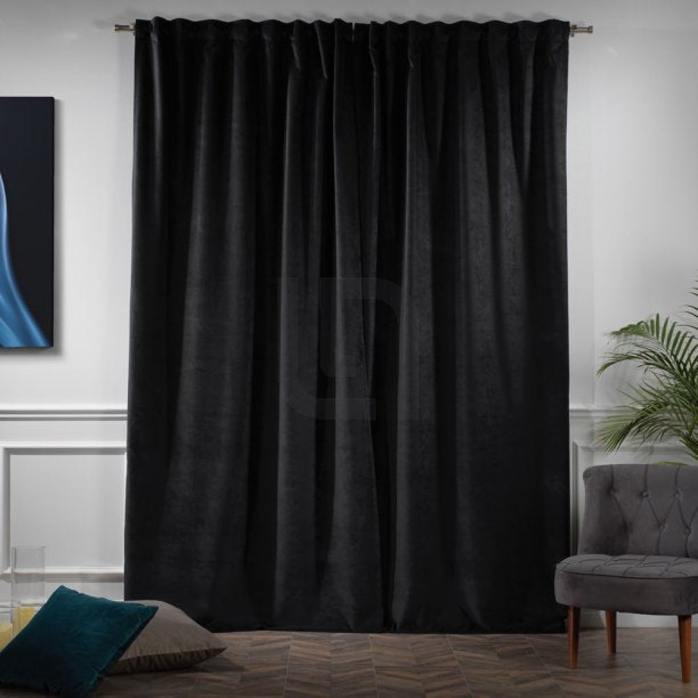 Velvet Curtains For Bedroom & Living Room - Black