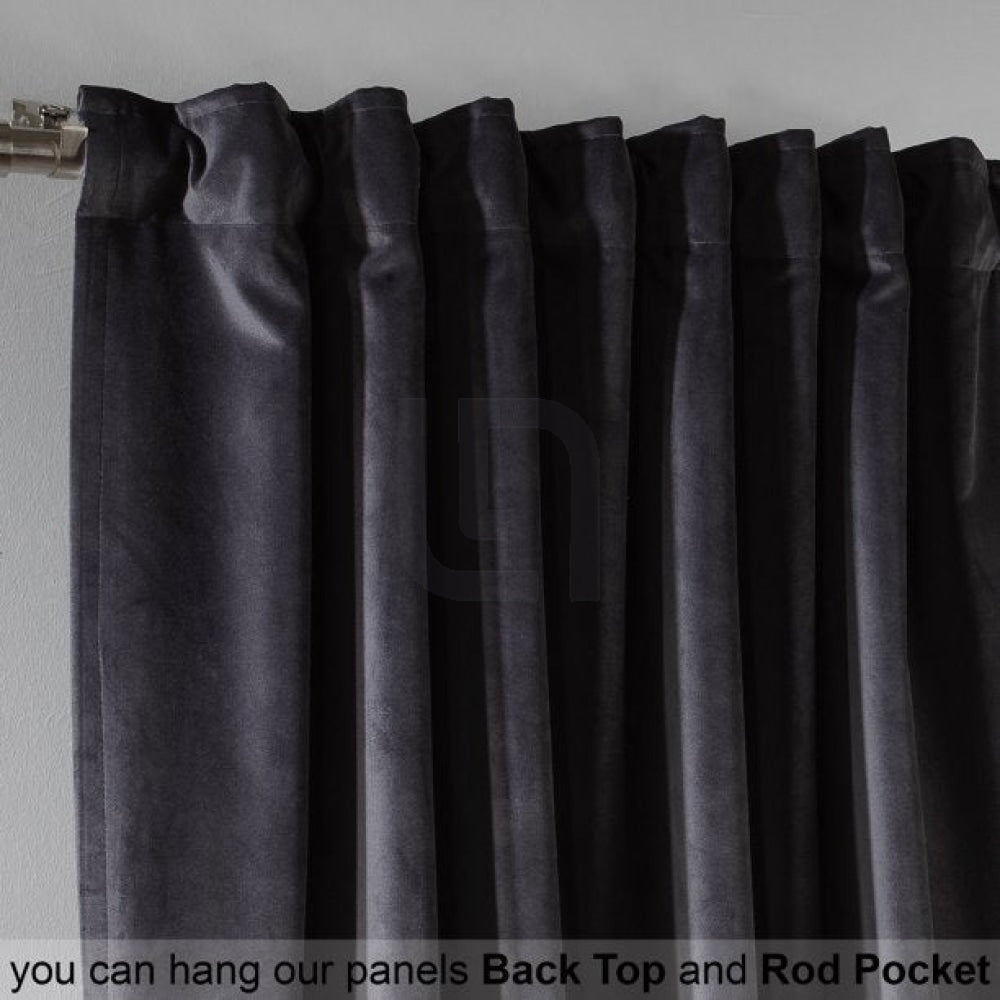 Velvet Curtains For Bedroom & Living Room - Charcoal