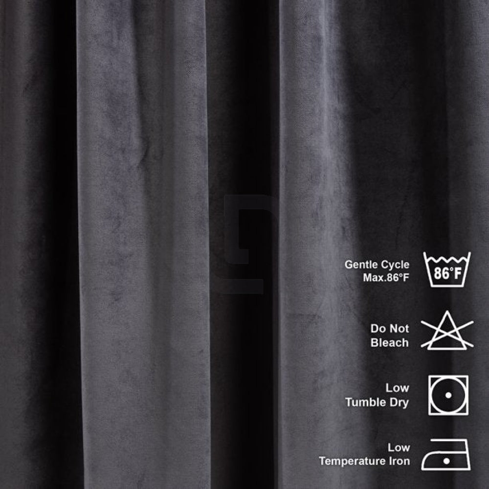 Velvet Curtains For Bedroom & Living Room - Charcoal