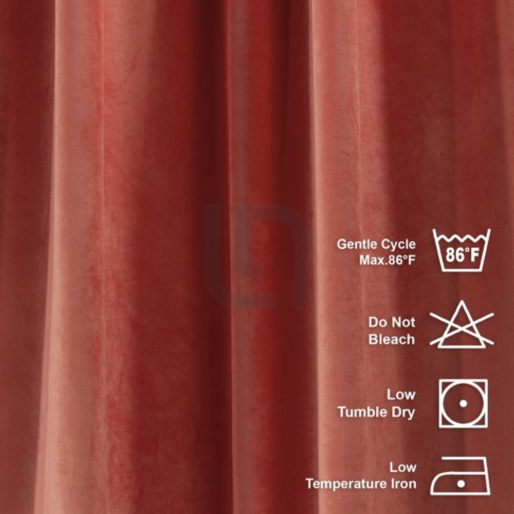 Velvet Curtains For Bedroom & Living Room - Coral