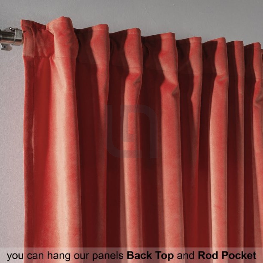 Velvet Curtains For Bedroom & Living Room - Coral