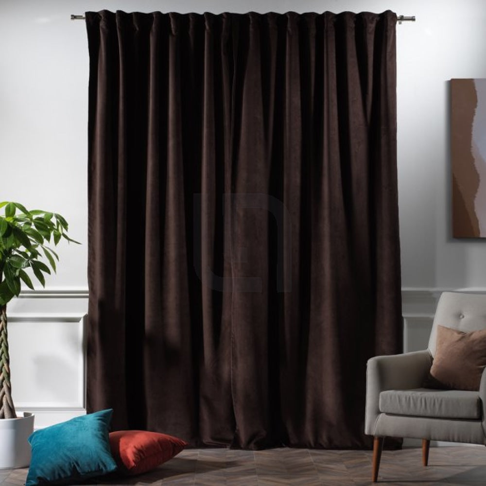 Velvet Curtains For Bedroom & Living Room - Dark Brown