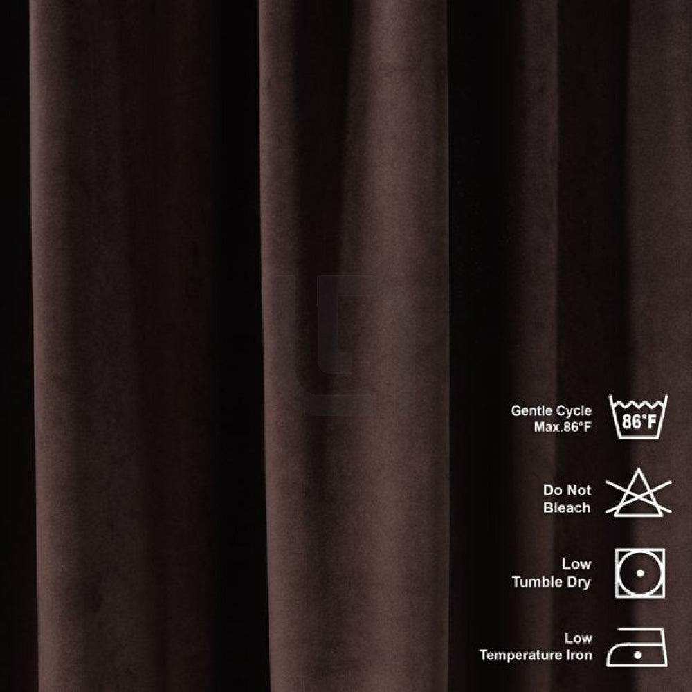Velvet Curtains For Bedroom & Living Room - Dark Brown