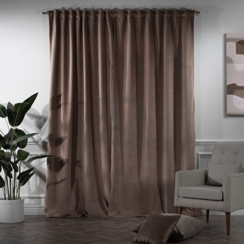 Velvet Curtains For Bedroom & Living Room - Golden Brown