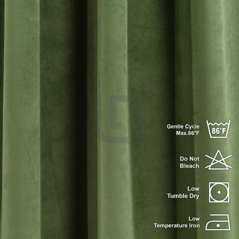 Velvet Curtains For Bedroom & Living Room - Olive Green