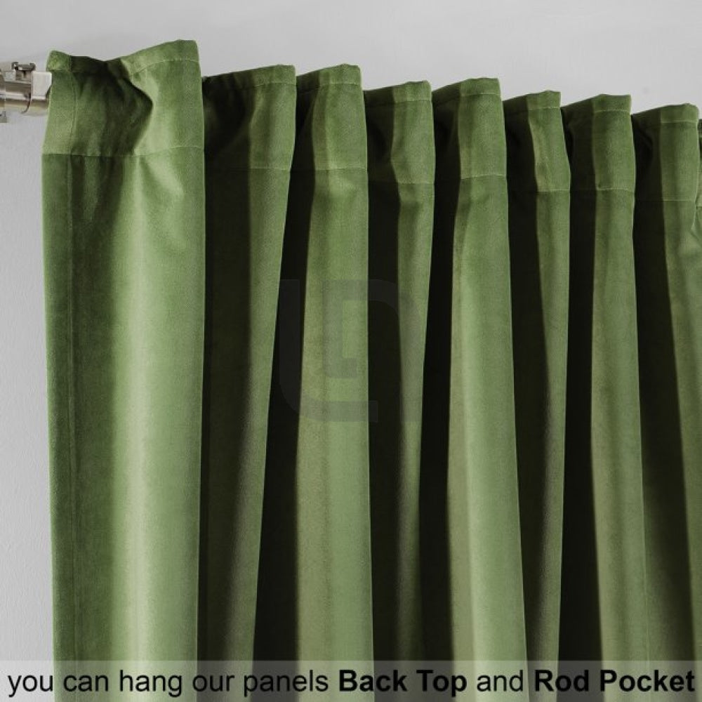 Velvet Curtains For Bedroom & Living Room - Olive Green