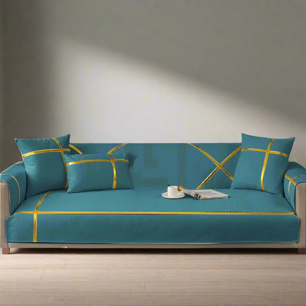 Velvet Sofa Cover - Anti Slip - Teal