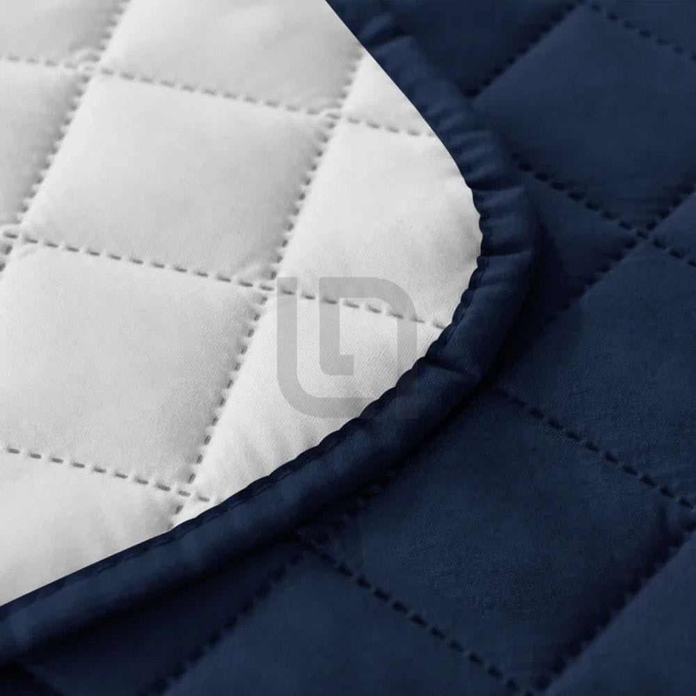 Quilted Non-Slip Box Sofa Cover - Navy Blue