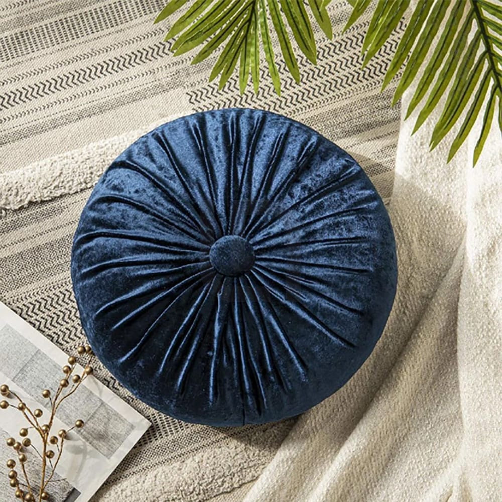 Round Pumpkin Velvet Sofa Cushion - Blue