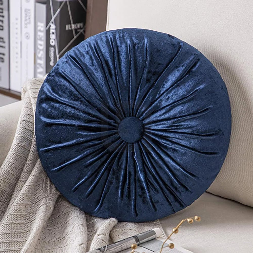 Round Pumpkin Velvet Sofa Cushion - Blue