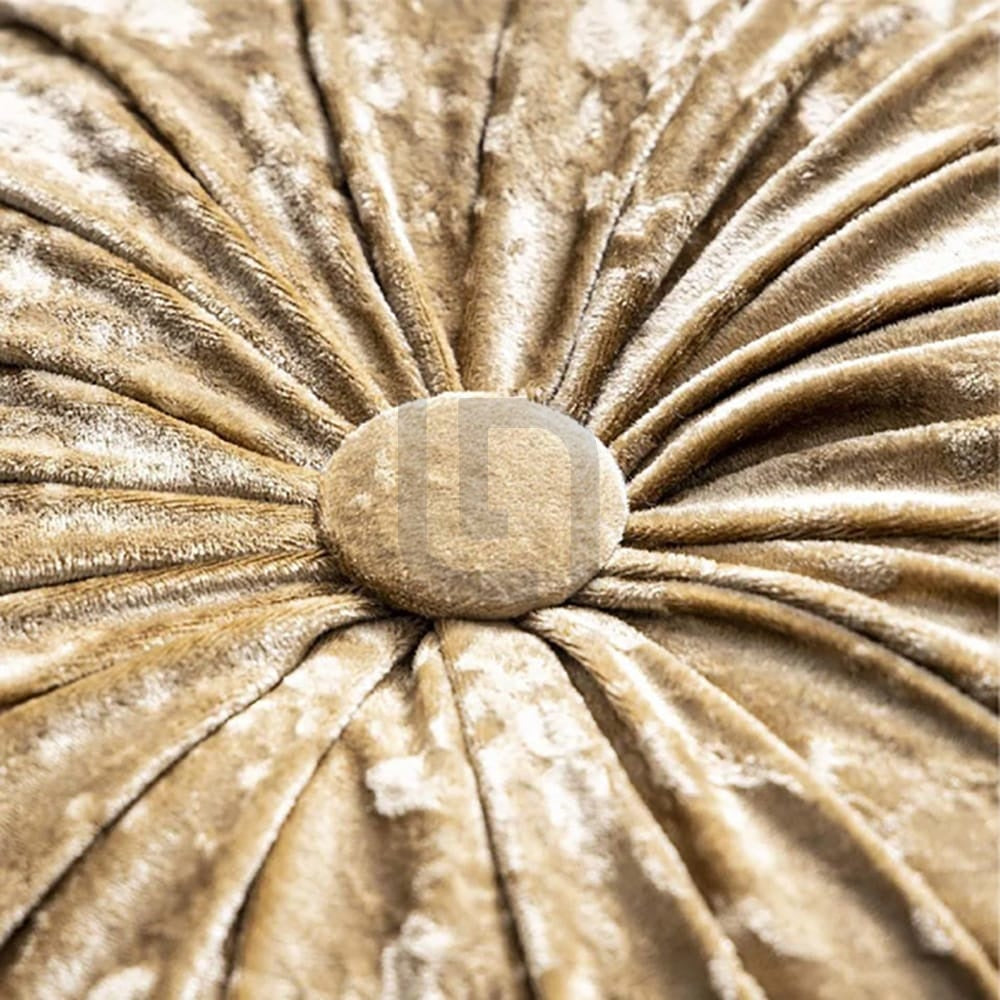 Round Pumpkin Velvet Sofa Cushion - Golden