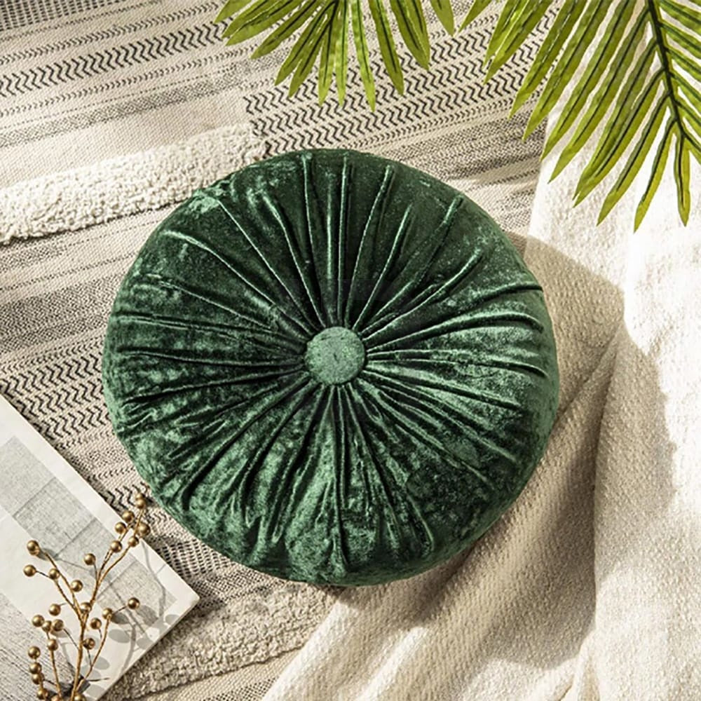 Round Pumpkin Velvet Sofa Cushion - Green