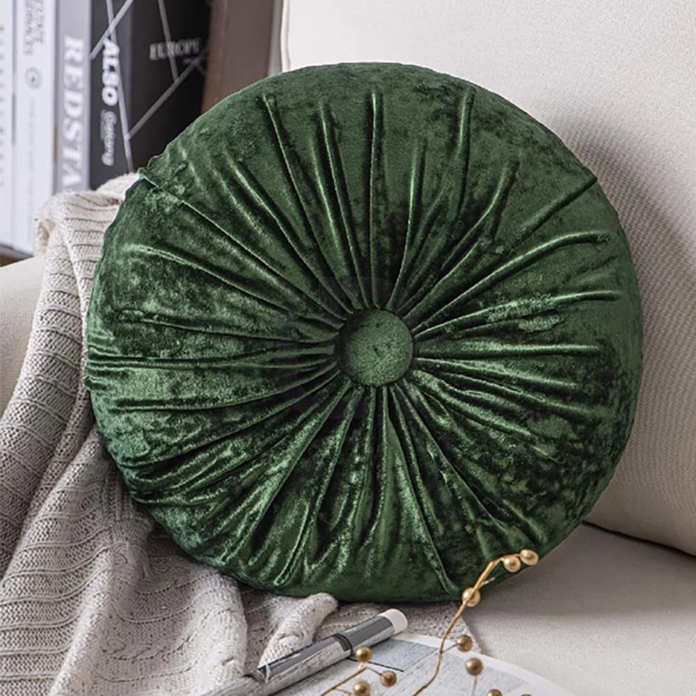 Round Pumpkin Velvet Sofa Cushion - Green