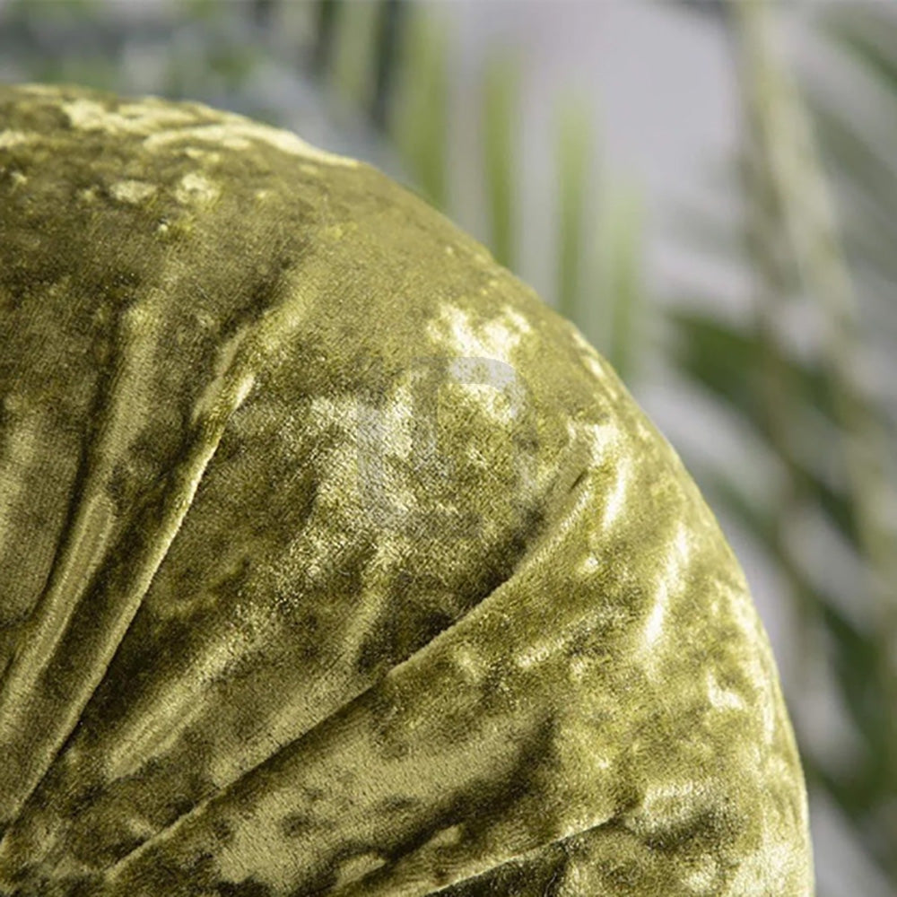 Round Pumpkin Velvet Sofa Cushion - Olive Green