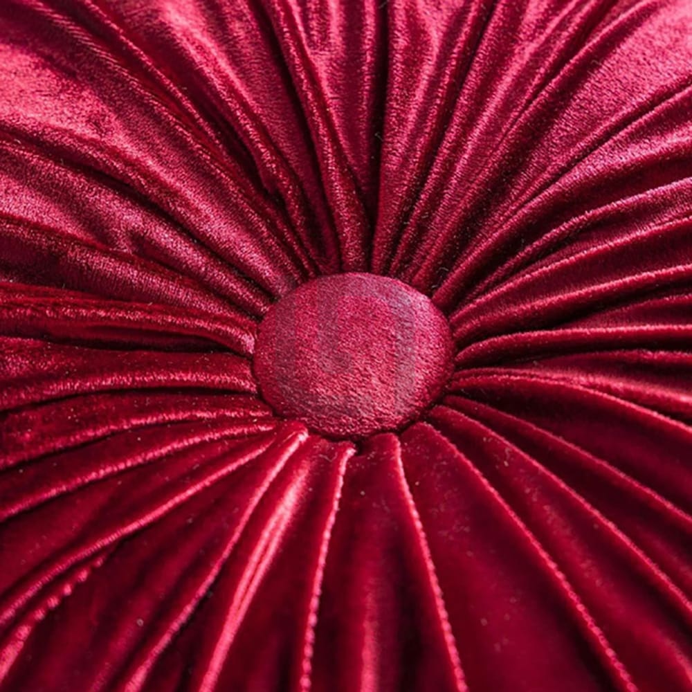 Round Pumpkin Velvet Sofa Cushion - Red