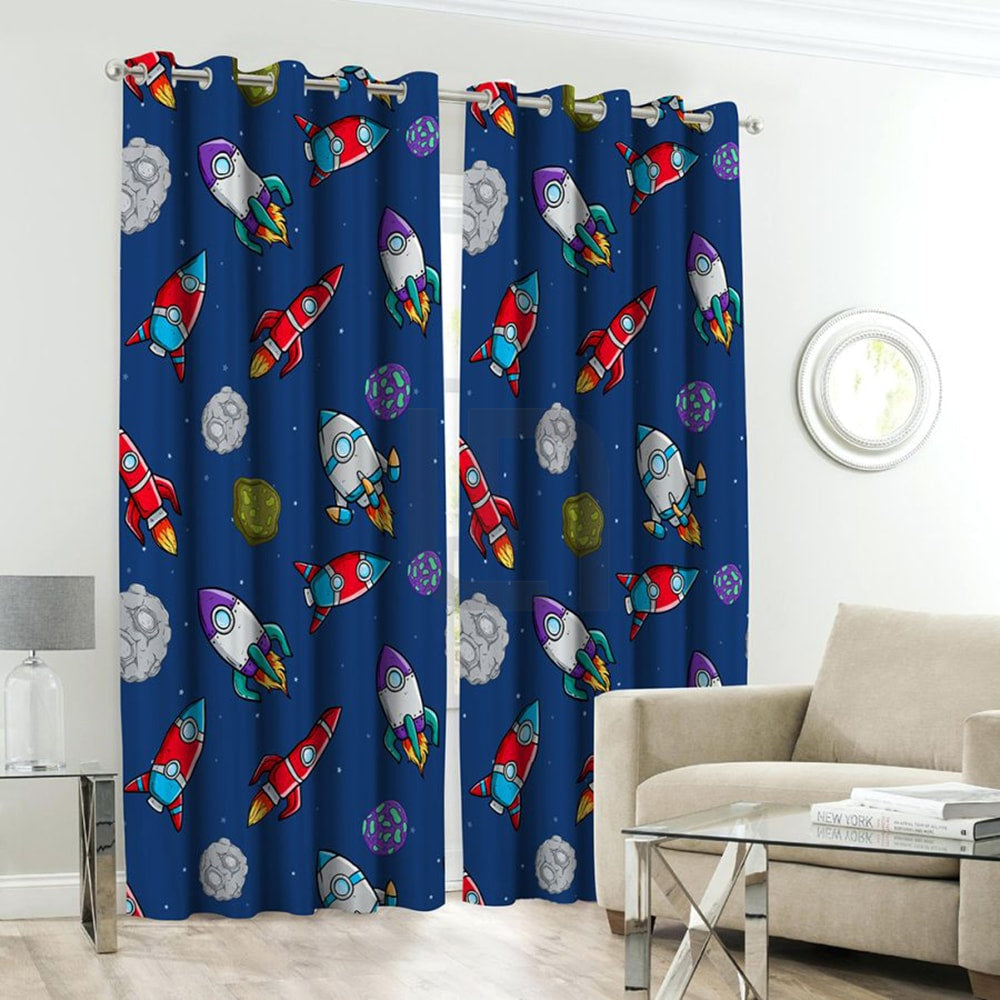 Space Kids Room Curtains - 1 Curtain ( Not included 2 Curtains )