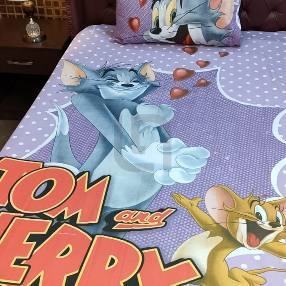Tom Jerry Themed Cartoon Bed Sheet