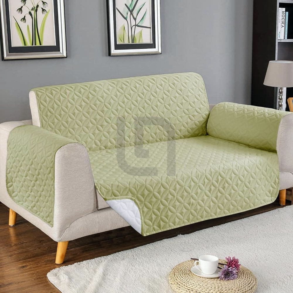 Ultrasonic Quilted Sofa Cover - Yellow Green - Anti Slip