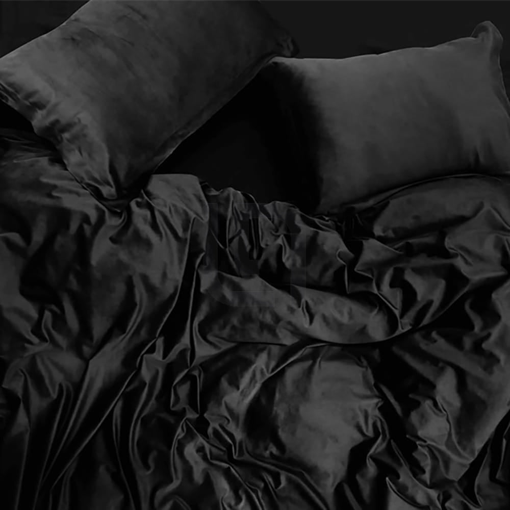 Velvet Quilt Cover - Black