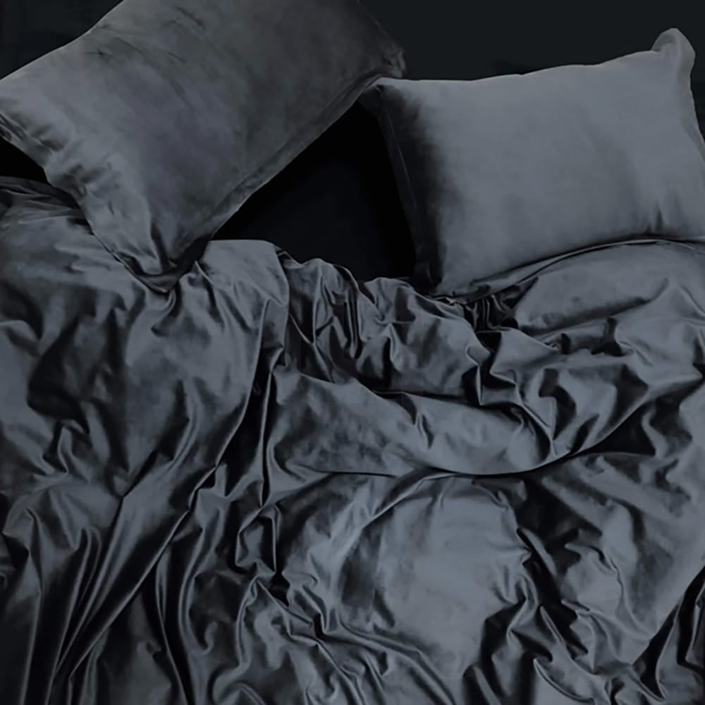 Velvet Quilt Cover - Charcoal