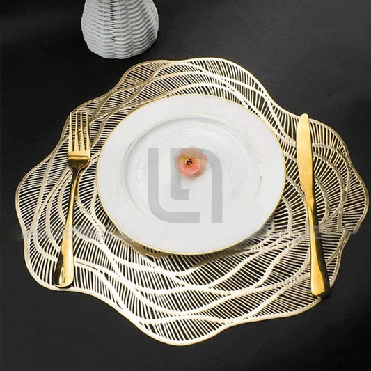  Coaster Table Mat Set Non-Slip PVC Golden Circle Placemats