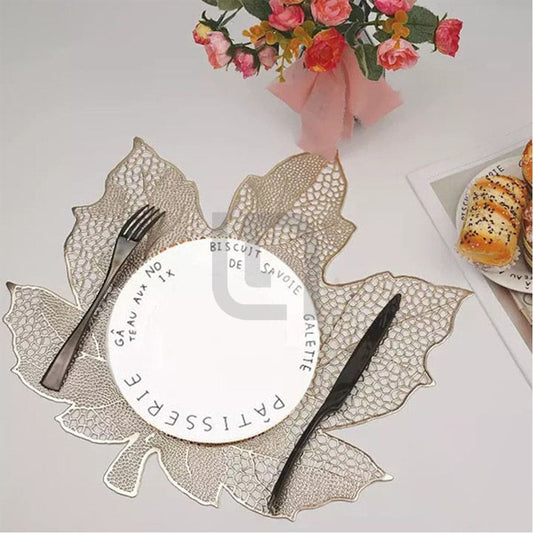  Coaster Table Mat Set Non-Slip Vinyl Floral Golden Placemats