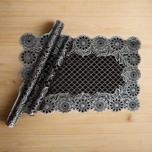  Coaster Table Mat Set Placemats Coaster Silver Black