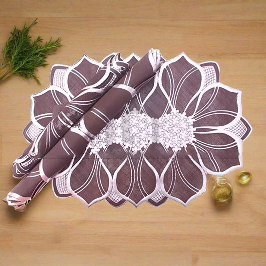  Coaster Table Mat Set Placemats Dressing Table Brown Flower