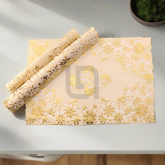  Coaster Table Mat Set Placemats Square Golden Flower